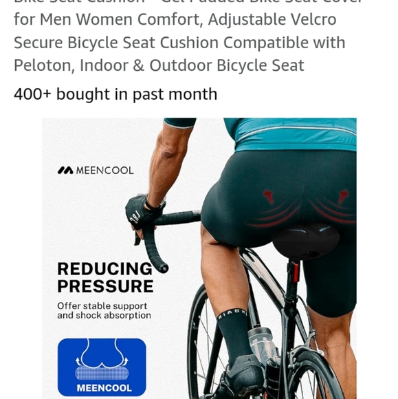 Meencool Gel Bike Seat Cover (Black/Blue) D-15 NWOT - Picture 11 of 14